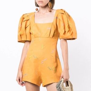 ALEMAIS Sundance embroidered puff-sleeve playsuit AU10/S